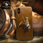 iPhone XS Max Jockey Series Genuine Santa Barbara Leather Case - Brown
