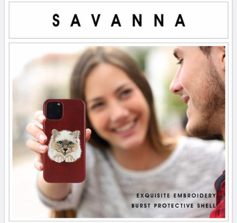 iPhone 11 Pro Max Savanna Series Genuine Santa Barbara Leather Case - Cat