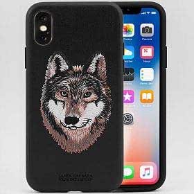 iPhone XR Savanna Series Genuine Santa Barbara Leather Case - Wolf