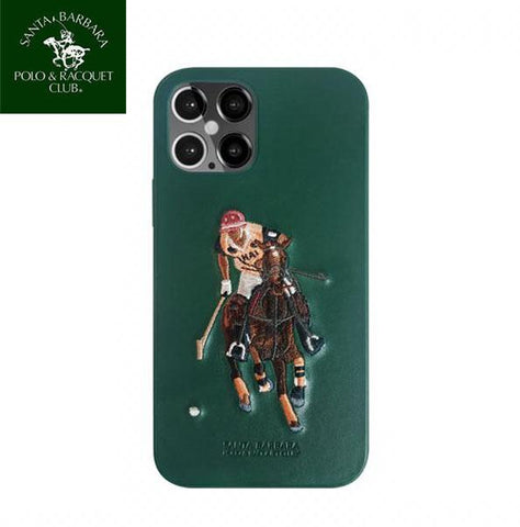 iPhone 12 Pro Max Jockey Series Genuine Santa Barbara Leather Case - Green