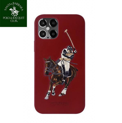 iPhone 12 Jockey Series Genuine Santa Barbara Leather Case - Red